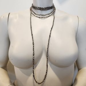 Cristabelle Beaded Choker / Collar Necklace in Light & Dark Silver